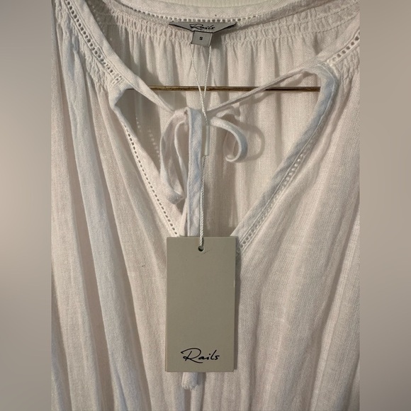 NWT RAILS S Iona White Lace Detail Linen Blend Romantic Dress Bridal Cottagecore - Picture 6 of 15